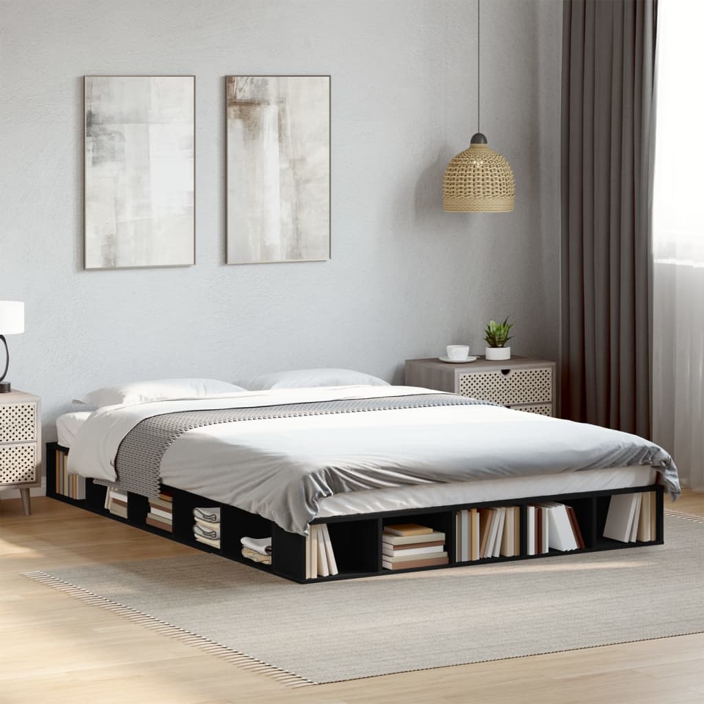 Sengeramme svart 160x200 cm konstruert tre