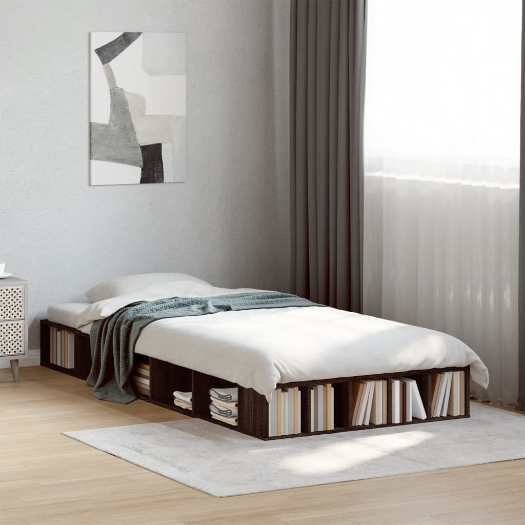 Sengeramme brun eik 90x200 cm konstruert tre