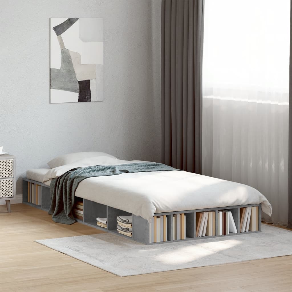 Sengeramme betonggrå 90x190 cm konstruert tre