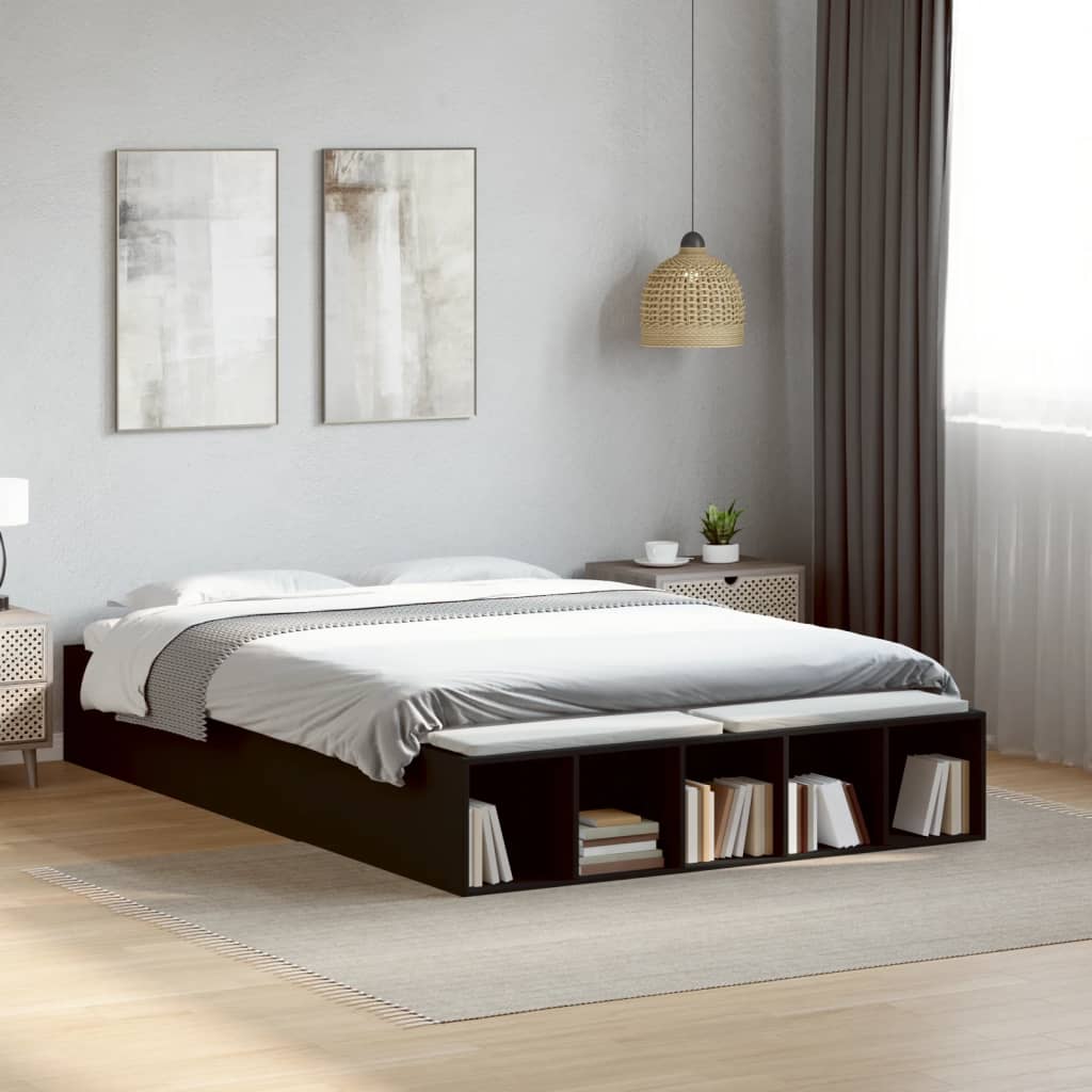 Sengeramme svart 120x190 cm konstruert tre