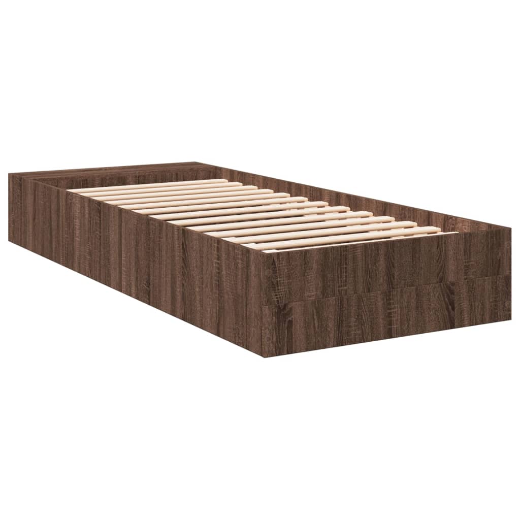 Sengeramme brun eik 75x190 cm konstruert tre