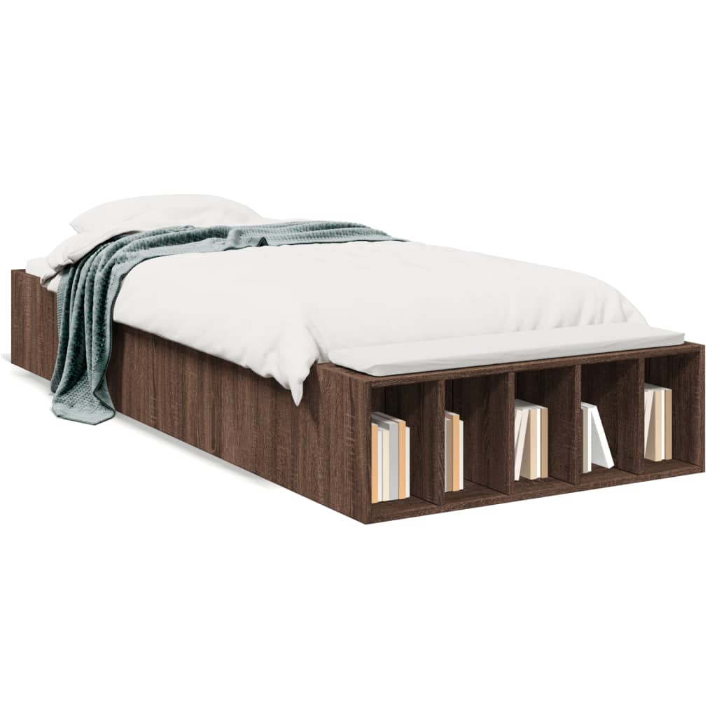 Sengeramme brun eik 75x190 cm konstruert tre