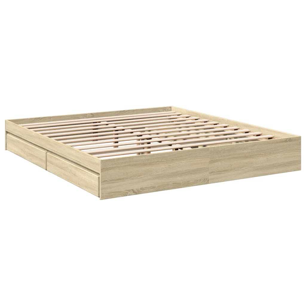 Sengeramme med skuffer sonoma eik 180x200 cm konstruert tre