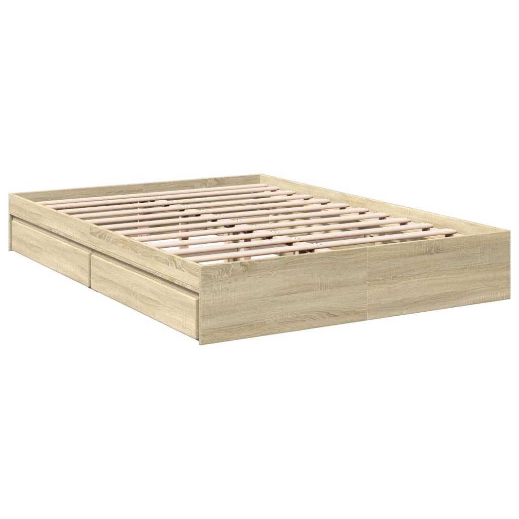 Sengeramme med skuffer sonoma eik 160x200 cm konstruert tre