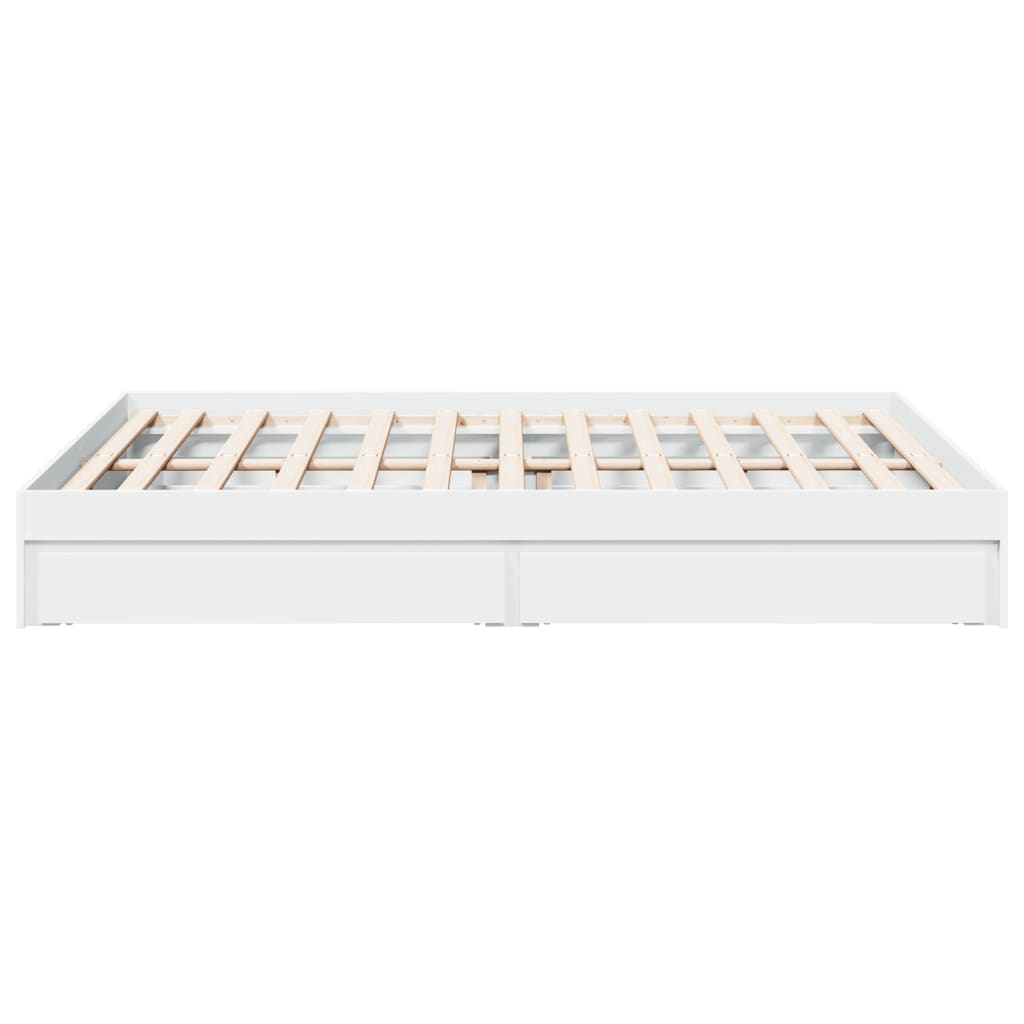 Sengeramme høyglans hvit 150x200 cm konstruert tre