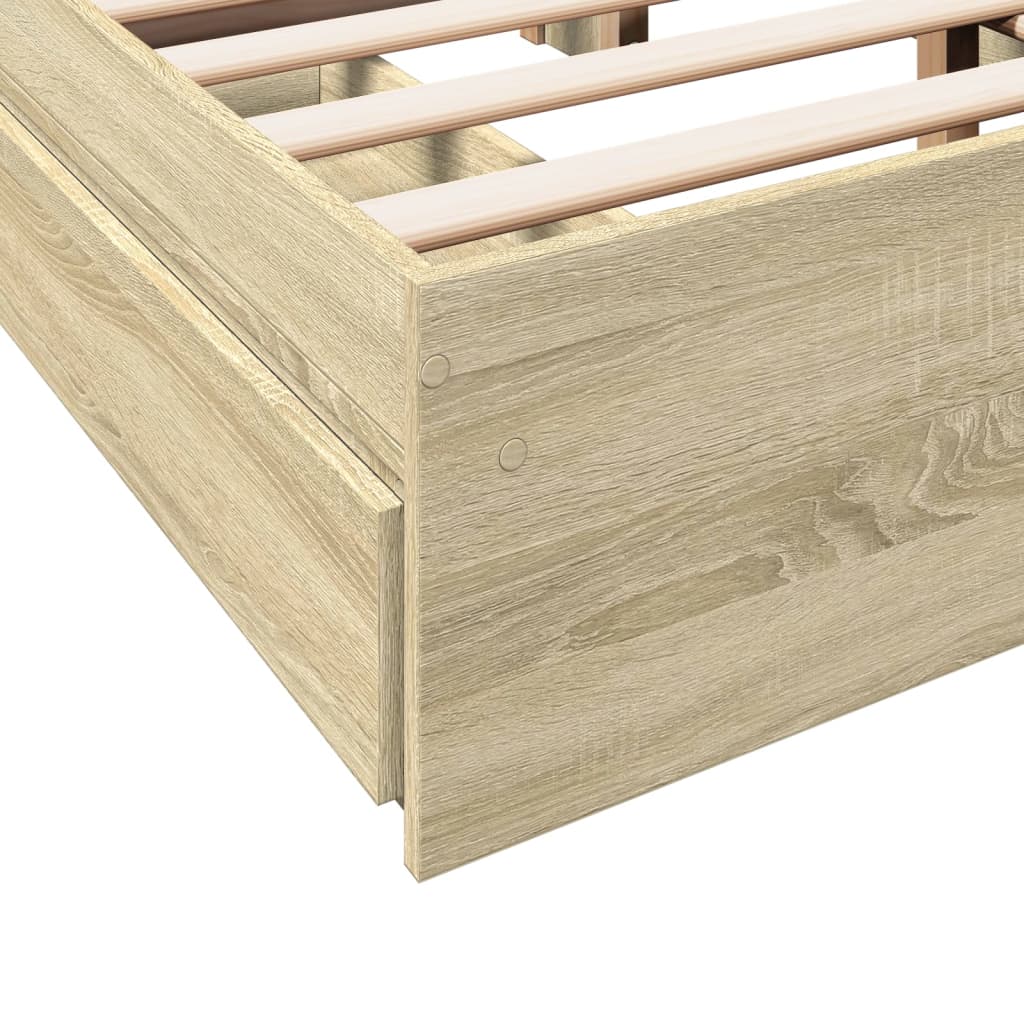 Sengeramme med skuffer sonoma eik 140x200 cm konstruert tre