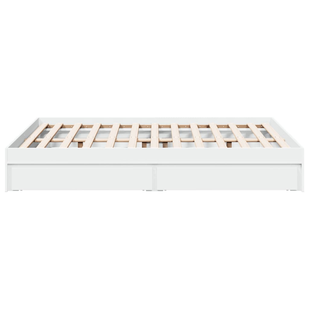 Sengeramme med skuffer hvit 120x200 cm konstruert tre
