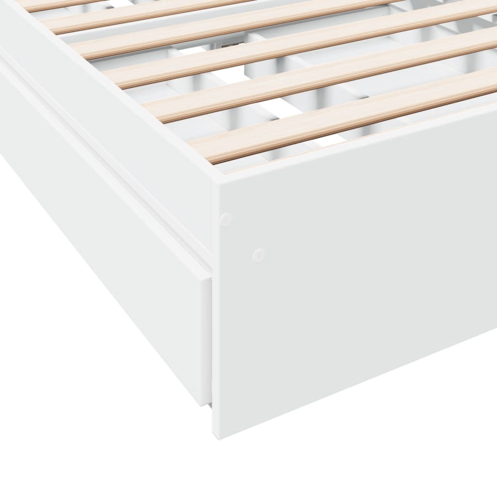 Sengeramme med skuffer hvit 90x200 cm konstruert tre