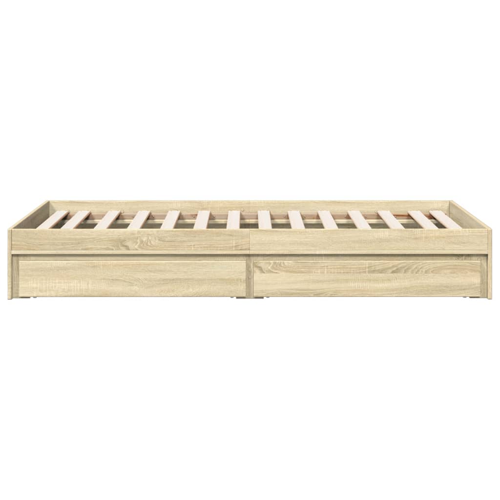 Sengeramme med skuffer sonoma eik 90x200 cm konstruert tre