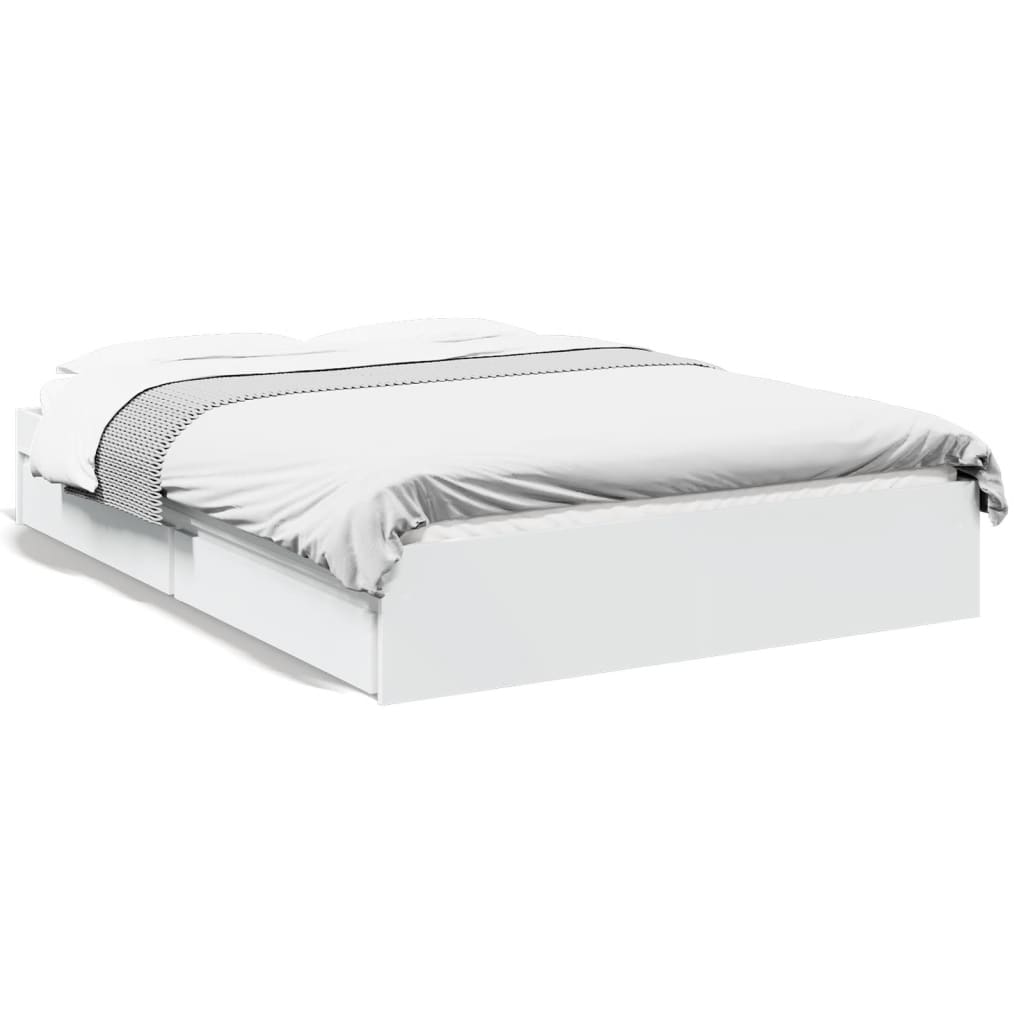 Sengeramme med skuffer hvit 120x190 cm konstruert tre
