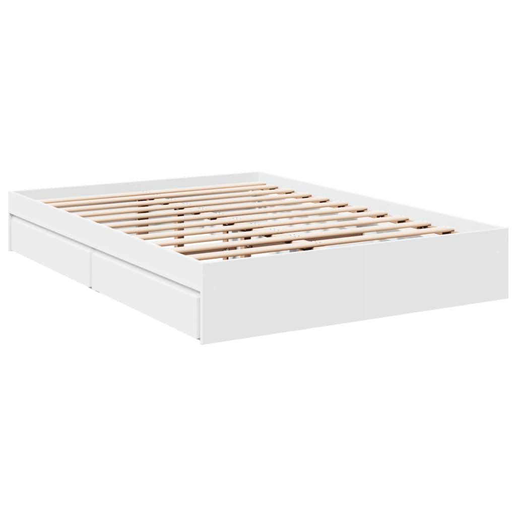 Sengeramme med skuffer hvit 120x190 cm konstruert tre
