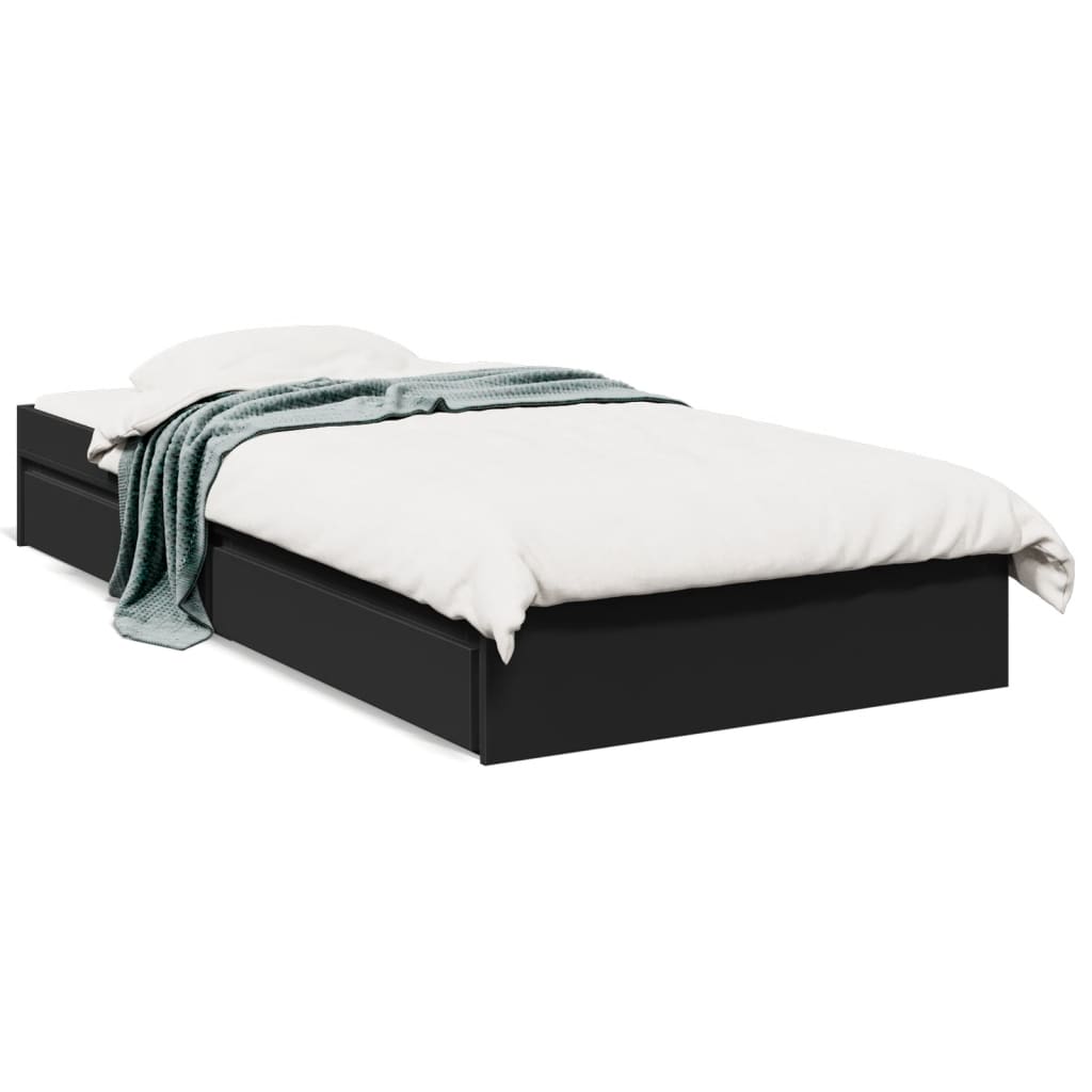Sengeramme med skuffer svart 90x190 cm konstruert tre