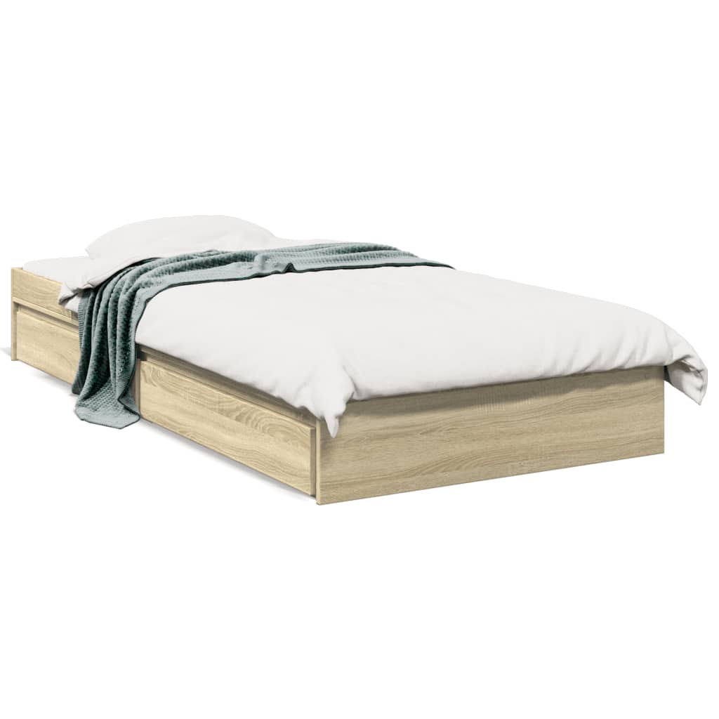Sengeramme med skuffer sonoma eik 90x190 cm konstruert tre