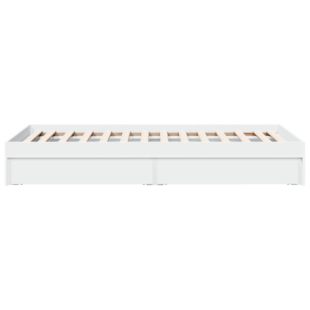 Sengeramme med skuffer hvit 75x190 cm konstruert tre