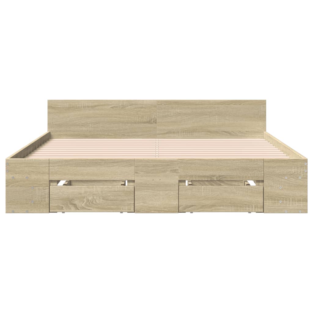 Sengeramme med skuffer sonoma eik 160x200 cm konstruert tre