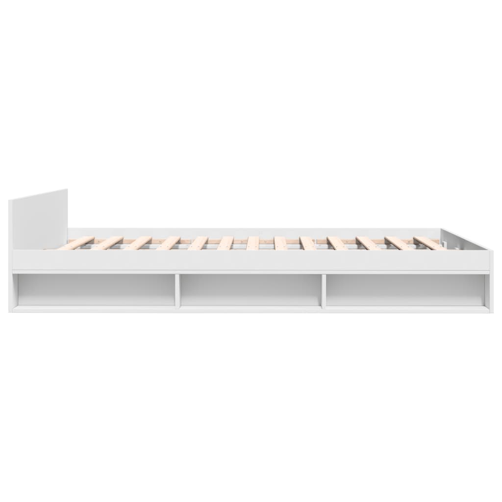 Sengeramme med skuffer hvit 140x190 cm konstruert tre