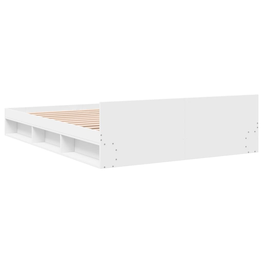 Sengeramme med skuffer hvit 140x190 cm konstruert tre