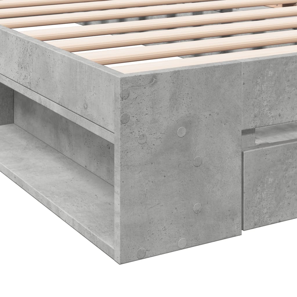 Sengeramme med skuff betonggrå 90x190 cm konstruert tre