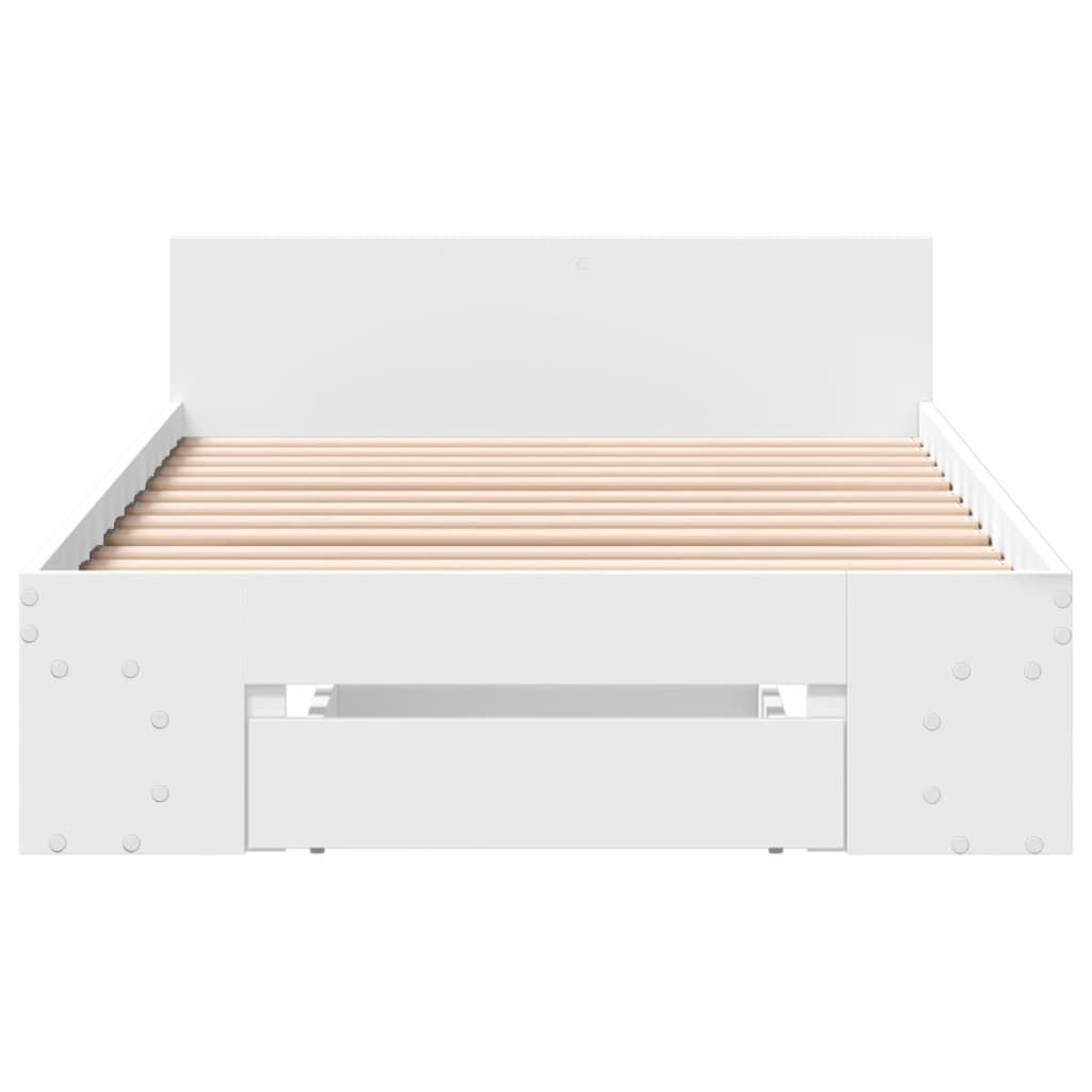 Sengeramme med skuff hvit 100x200 cm konstruert tre