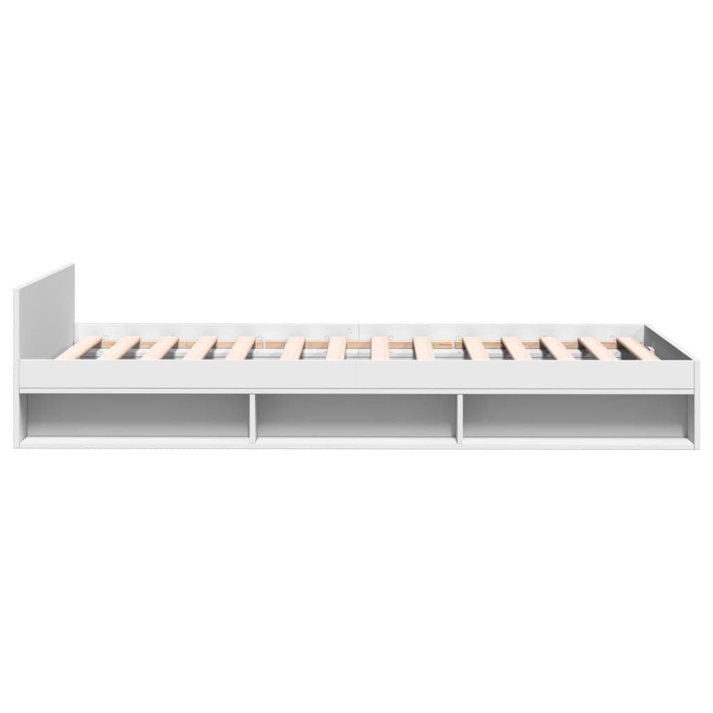 Sengeramme med skuff hvit 100x200 cm konstruert tre
