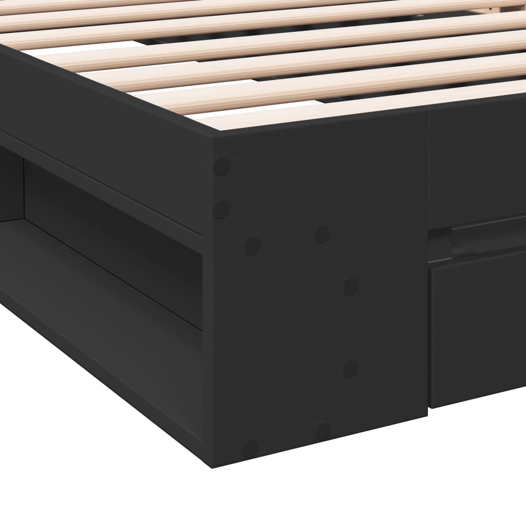 Sengeramme med skuff svart 75x190 cm konstruert tre