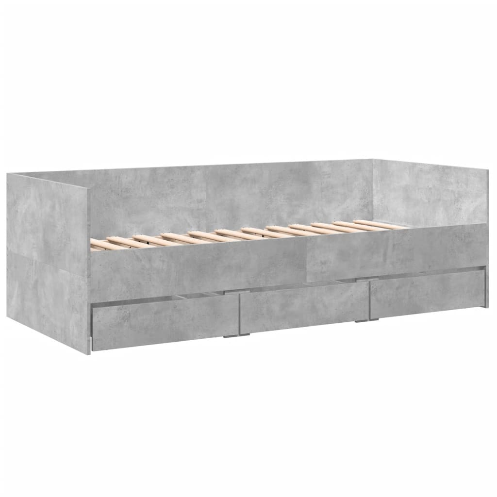 Dagseng med skuffer uten Madrass betonggrå 100x200 cm
