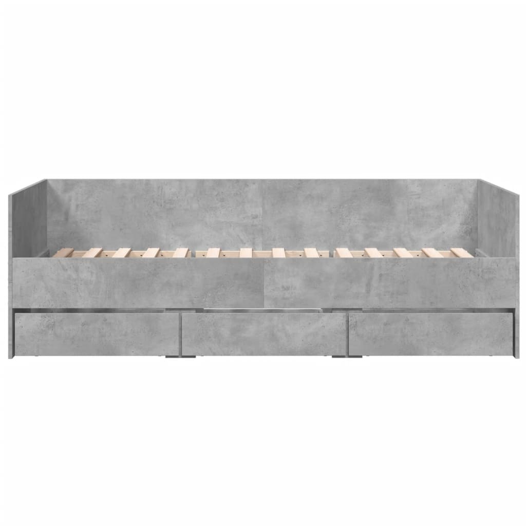 Dagseng med skuffer uten Madrass betonggrå 100x200 cm