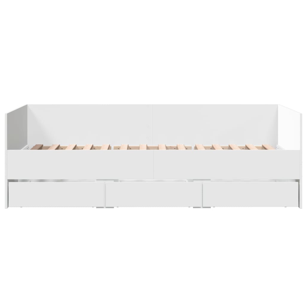 Dagseng med skuffer uten Madrass Hvit 90x200 cm