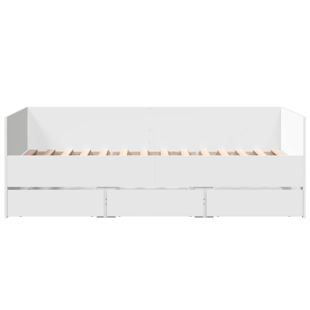 Dagseng med skuffer uten Madrass Hvit 75x190 cm