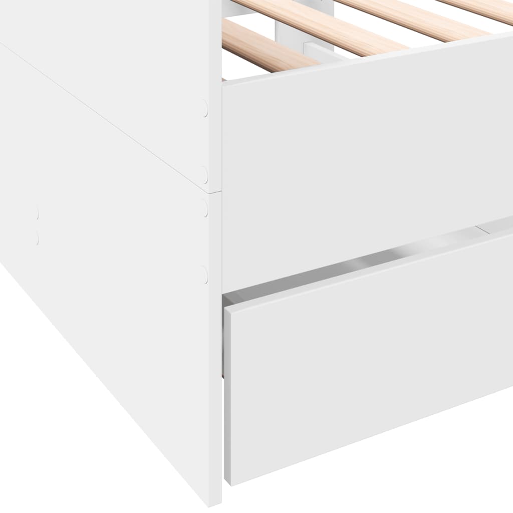 Dagseng med skuffer uten Madrass Hvit 75x190 cm