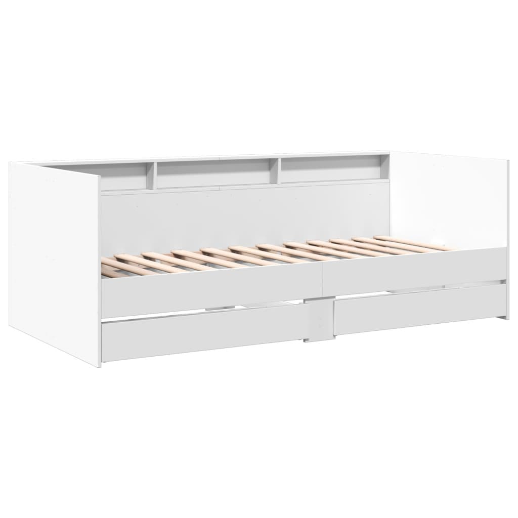 Dagseng med skuffer uten Madrass Hvit 100x200 cm