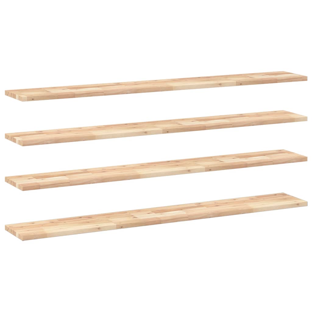 Flytende hyller 4 stk 160x20x2 cm ubehandlet heltre akasie