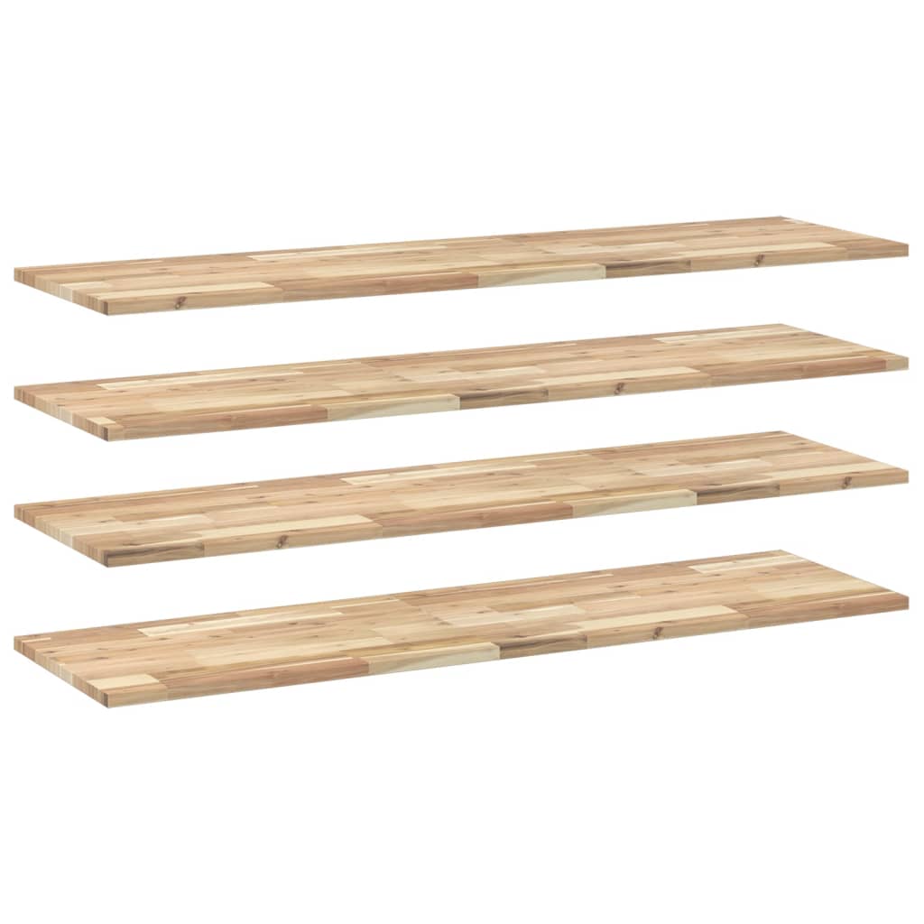 Flytende hyller 4 stk 120x40x2 cm ubehandlet heltre akasie