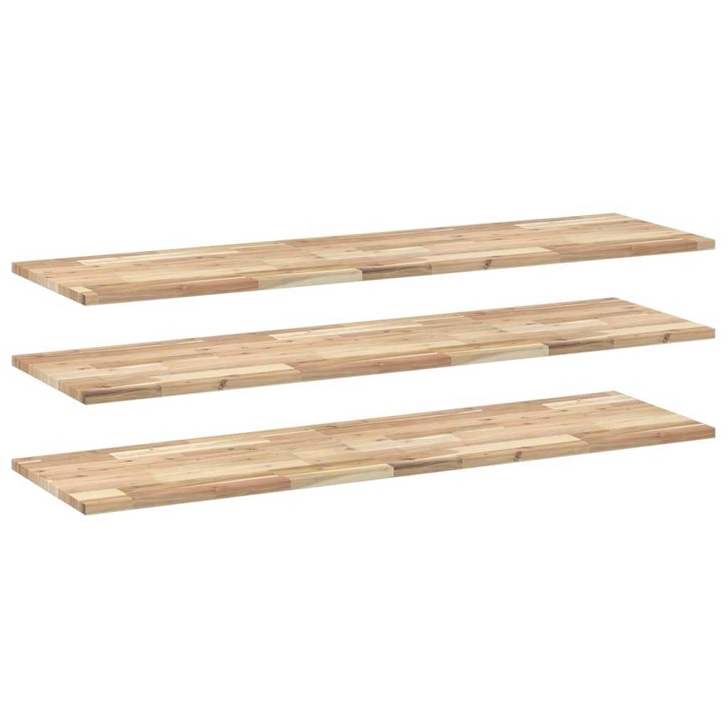 Flytende hyller 3 stk 160x40x2 cm ubehandlet heltre akasie