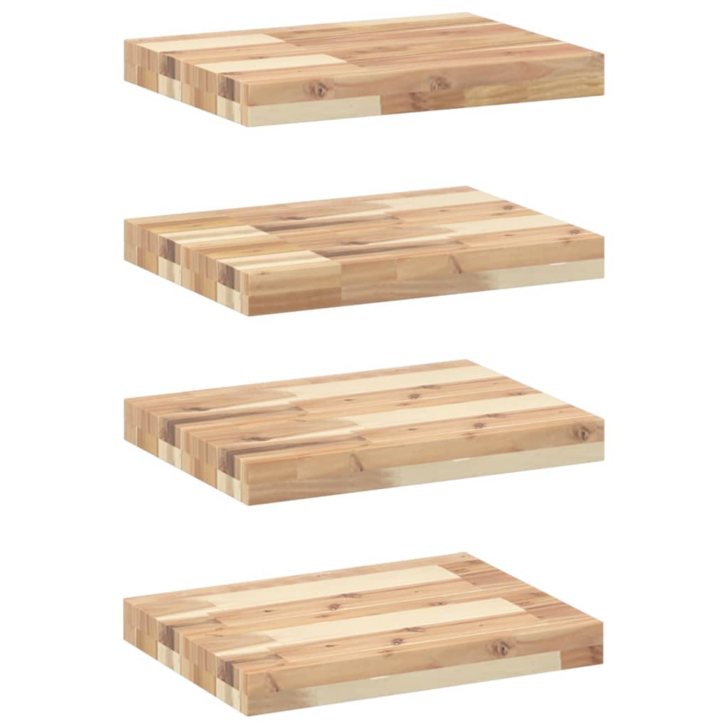 Flytende hyller 4 stk 60x30x4 cm ubehandlet heltre akasie