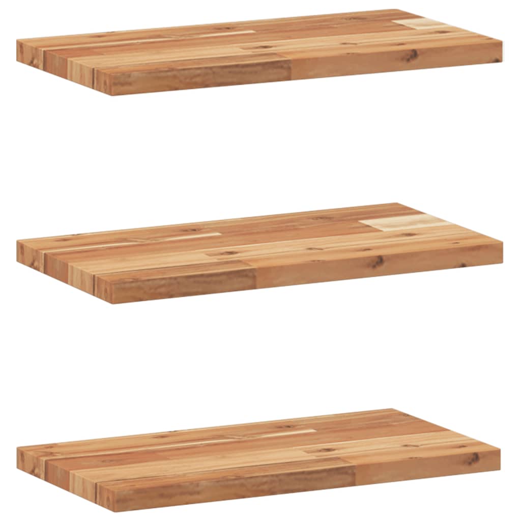 Flytende hyller 3 stk 60x20x2 cm oljebehandlet heltre akasie