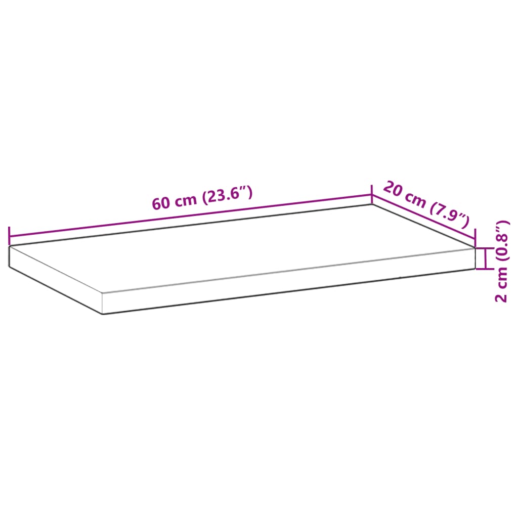 Flytende hyller 4 stk 60x20x2 cm oljebehandlet heltre akasie