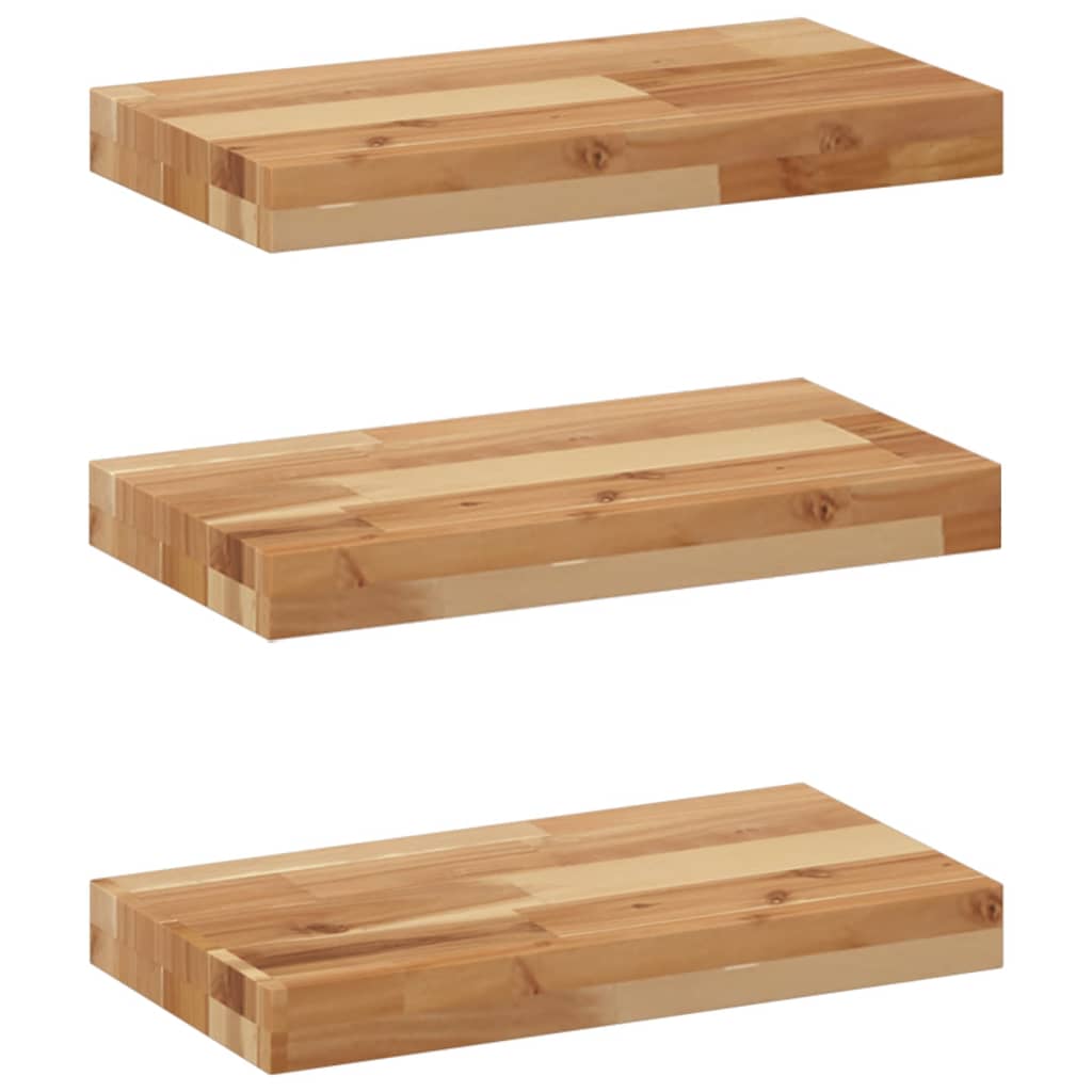 Flytende hyller 3 stk 40x20x4 cm oljebehandlet heltre akasie