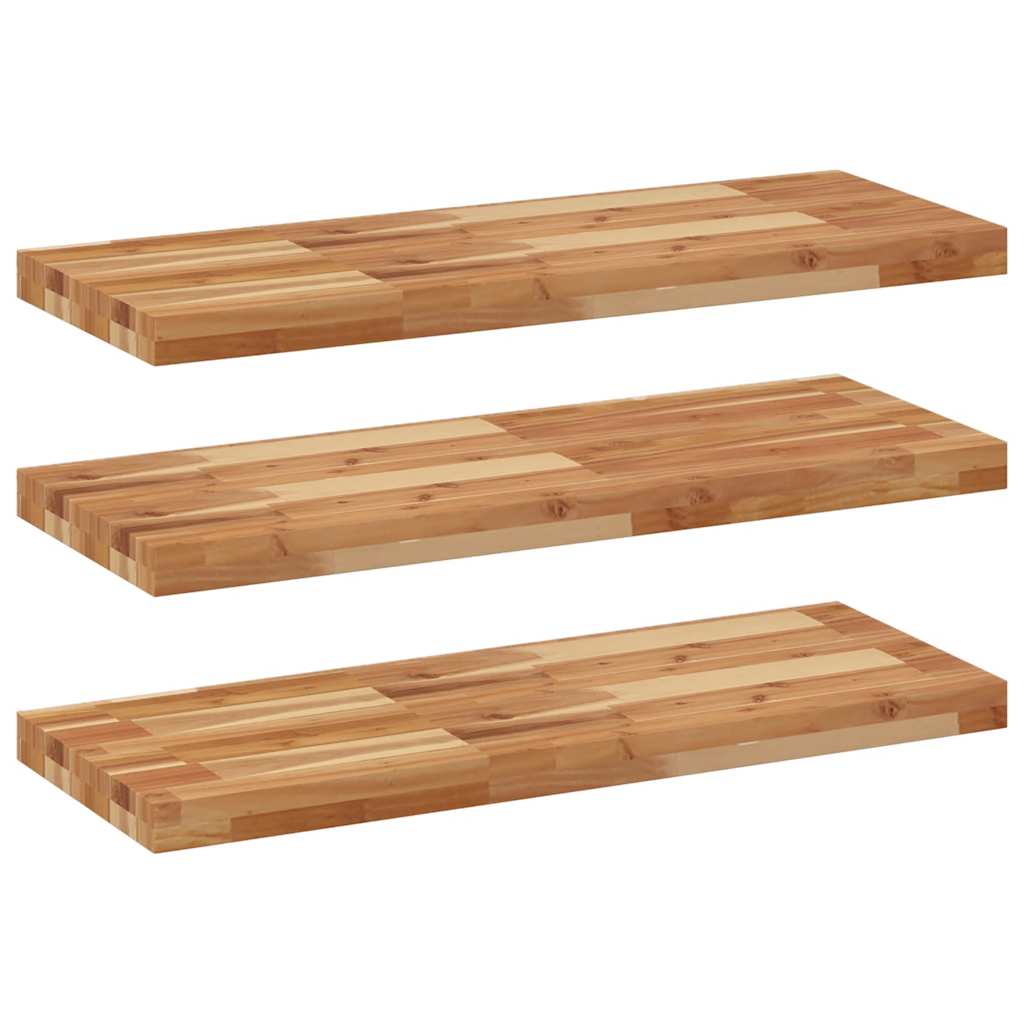 Flytende hyller 3 stk 100x30x4 cm oljebehandlet heltre akasie