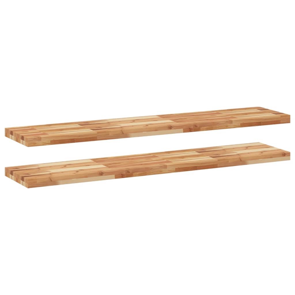 Flytende hyller 2 stk 140x30x4 cm oljebehandlet heltre akasie