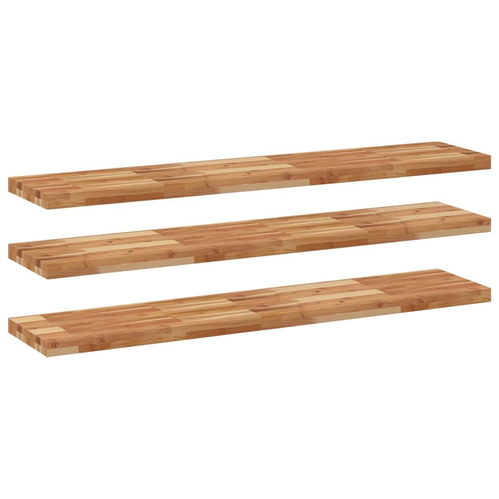 Flytende hyller 3 stk 140x30x4 cm oljebehandlet heltre akasie