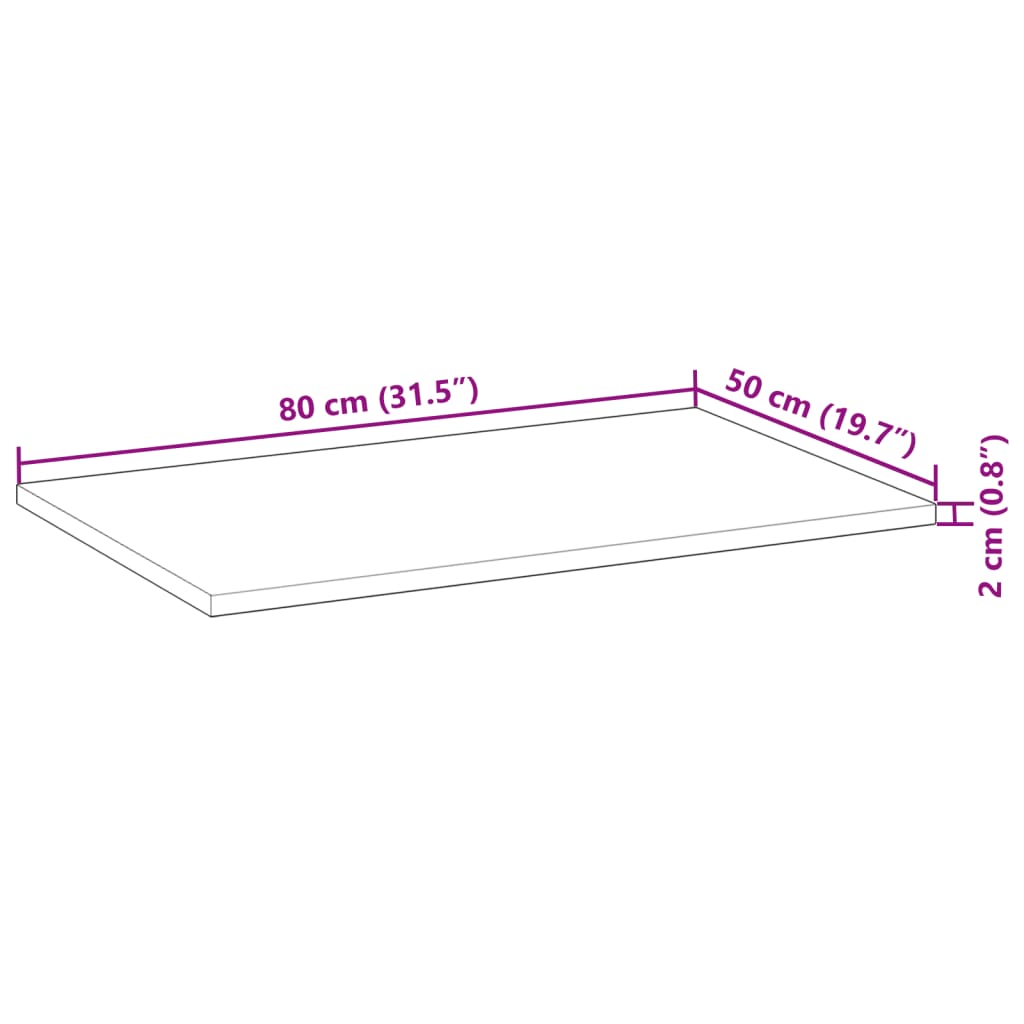 Plate til baderomsskap ubehandlet 80x50x2 cm heltre akasie