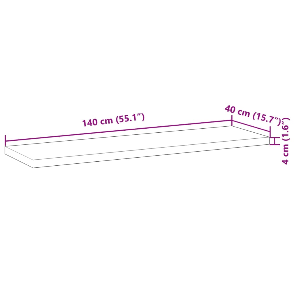 Plate til baderomsskap ubehandlet 140x40x4 cm heltre akasie