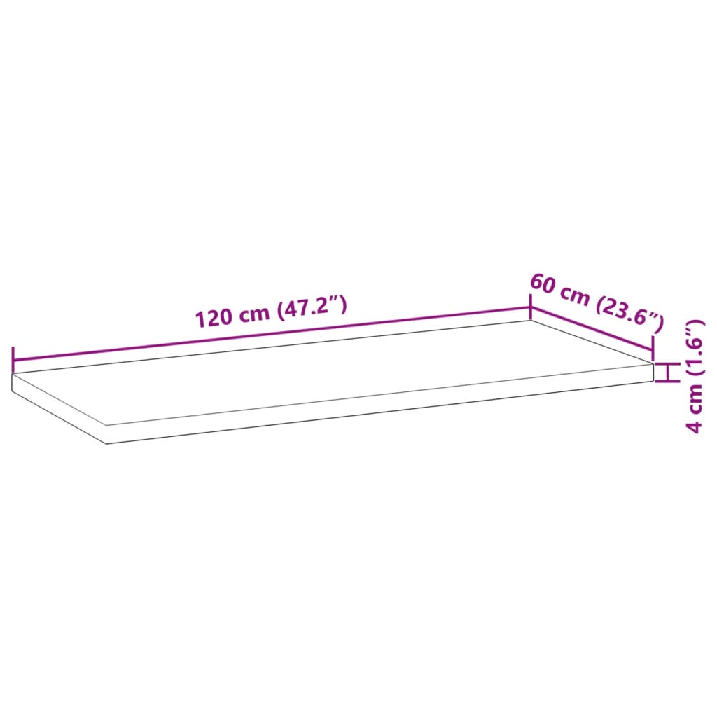 Plate til baderomsskap ubehandlet 120x60x4 cm heltre akasie