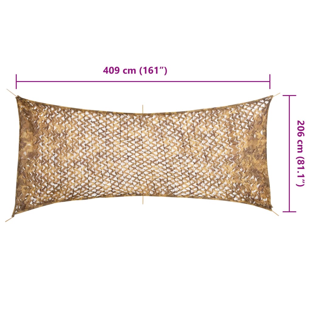 Kamuflasjenett med oppbevaringspose 409x206 cm sand