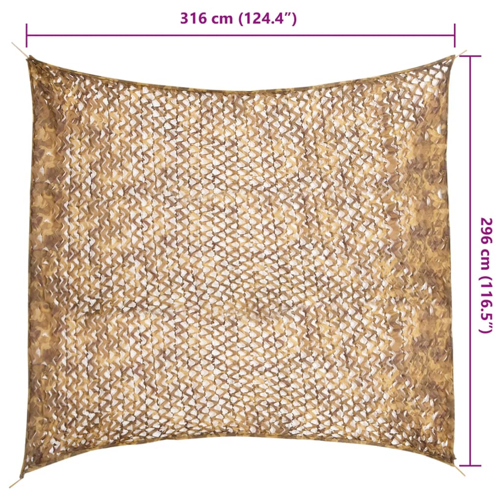 Kamuflasjenett med oppbevaringspose 316x296 cm sand