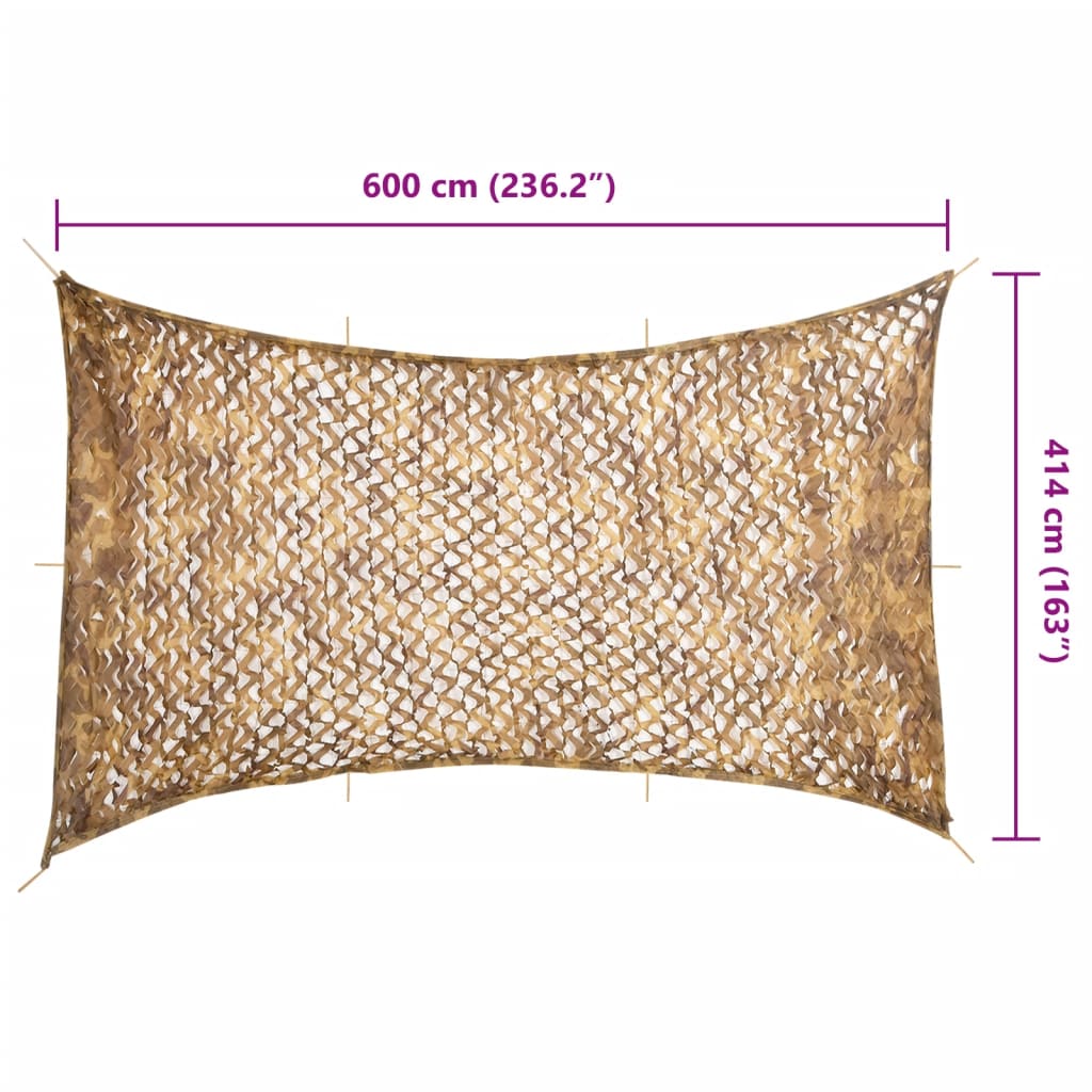 Kamuflasjenett med oppbevaringspose 600x414 cm sand