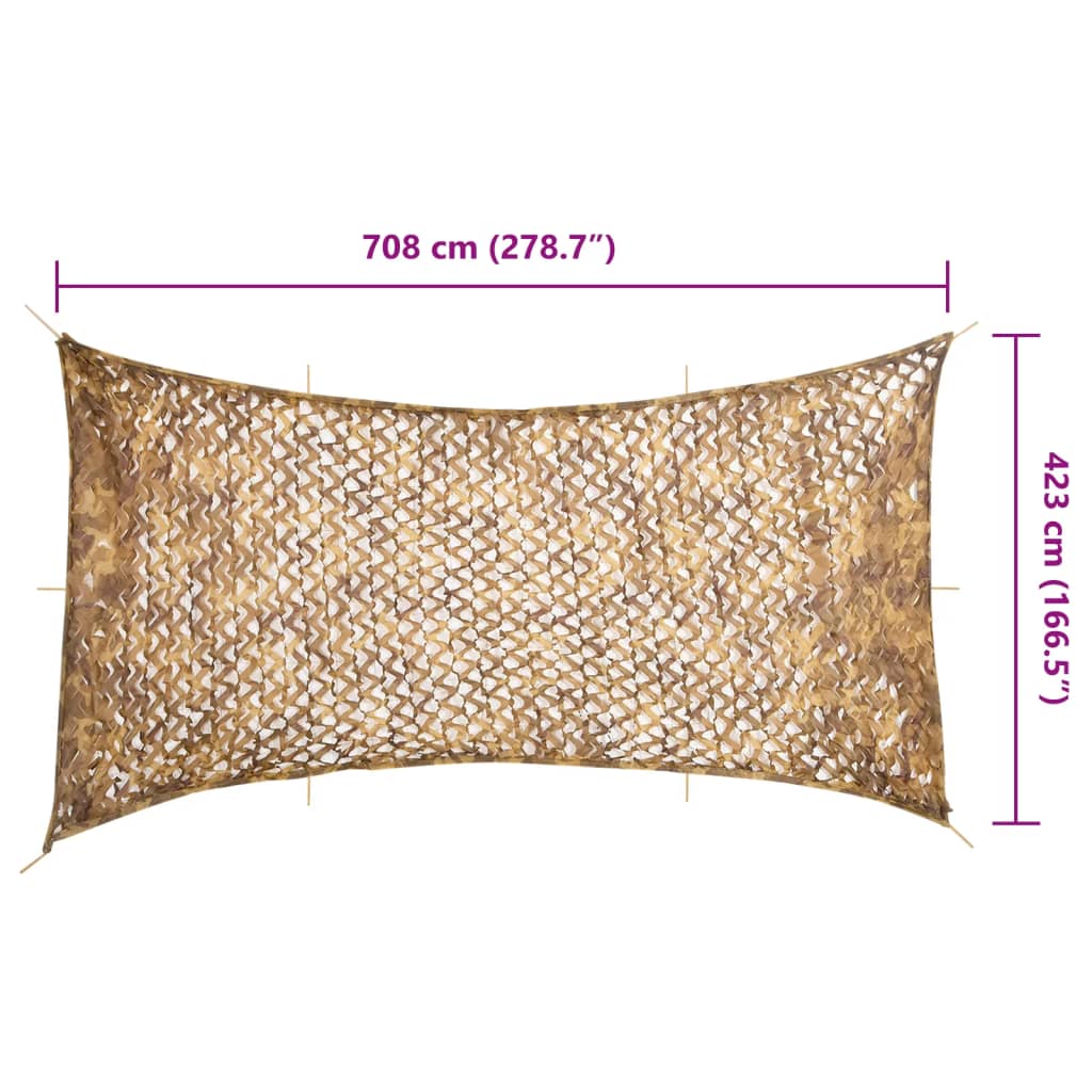 Kamuflasjenett med oppbevaringspose 708x423 cm sand