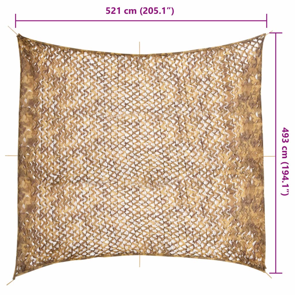 Kamuflasjenett med oppbevaringspose 521x493 cm sand