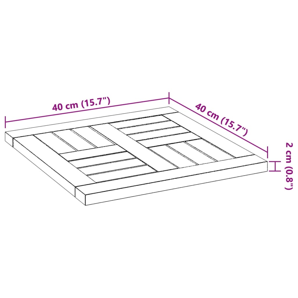 Bordplate 40x40x2 cm firkantet heltre akasie vidaXL